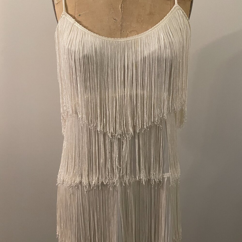 Elegant White Fringe Dress - Picture 12 of 16